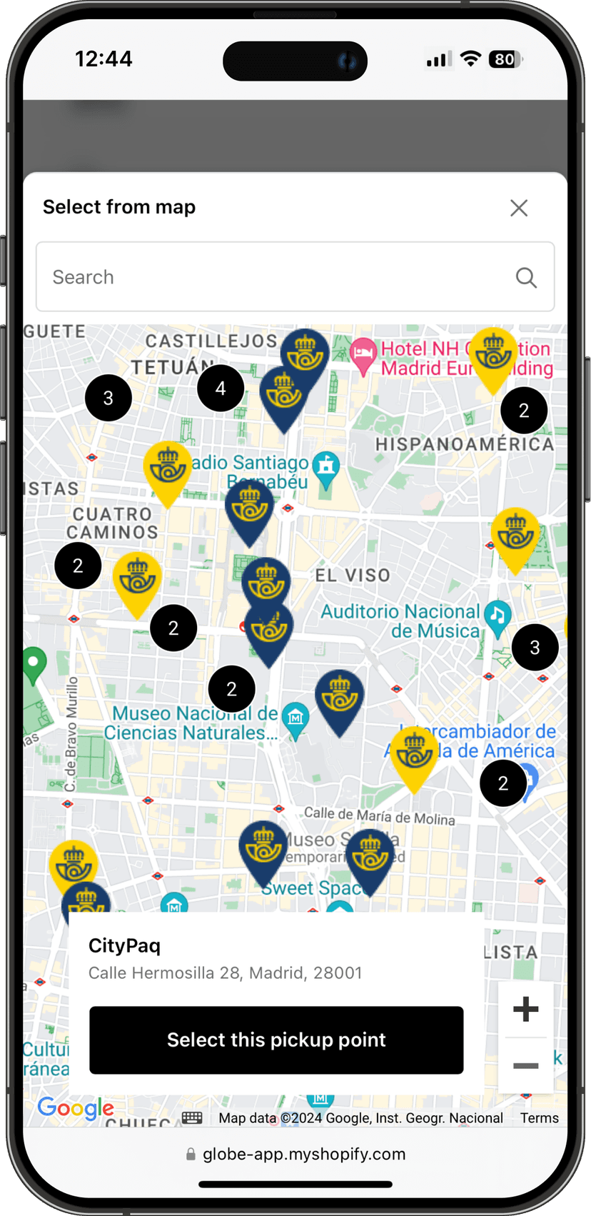 Correos pickup points Shopify
