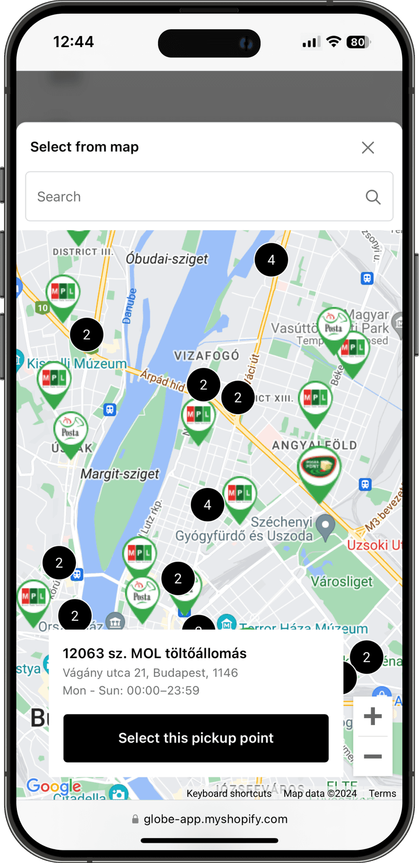 Magyar Posta pickup points Shopify