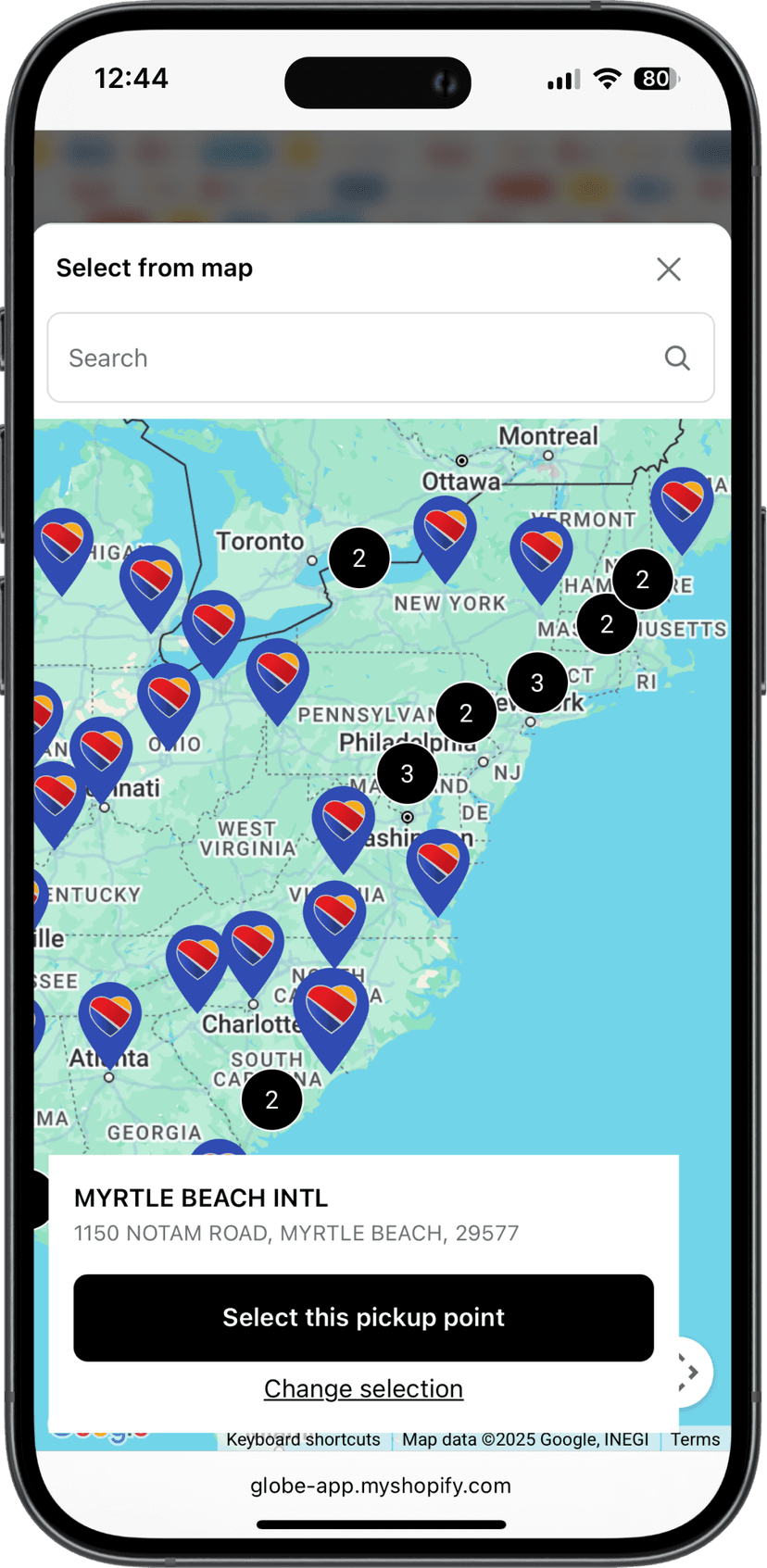 Southwest Cargo pickup points Shopify