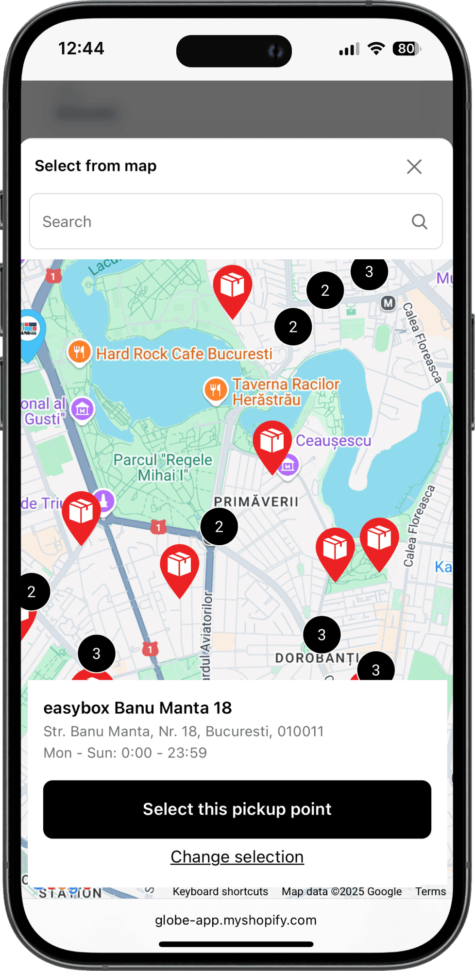 Interaktywna mapa punktów odbioru Ecolet w kasie sklepu Shopify