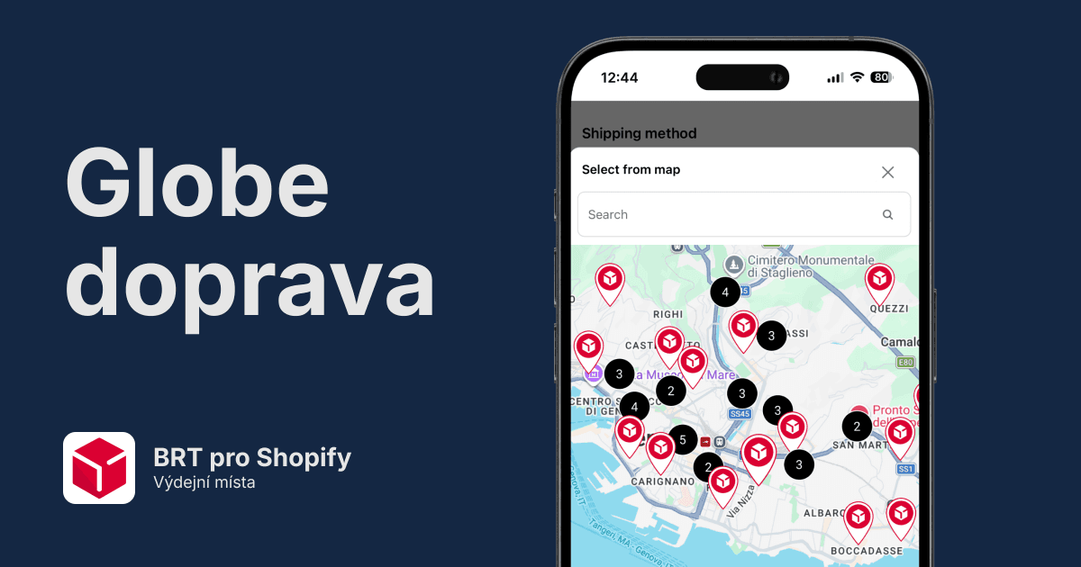 BRT výdejní místa pro Shopify