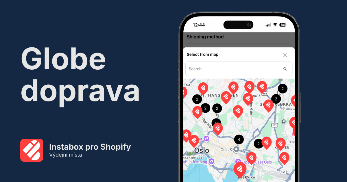 Instabox výdejní místa pro Shopify