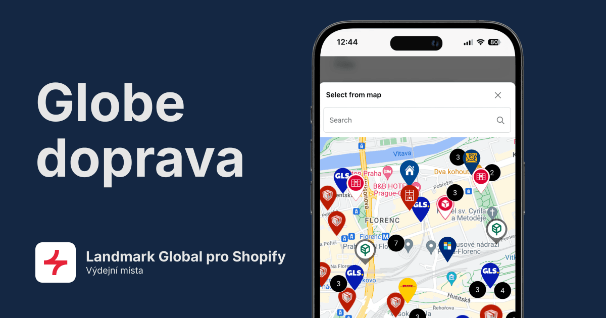 Landmark Global výdejní místa pro Shopify