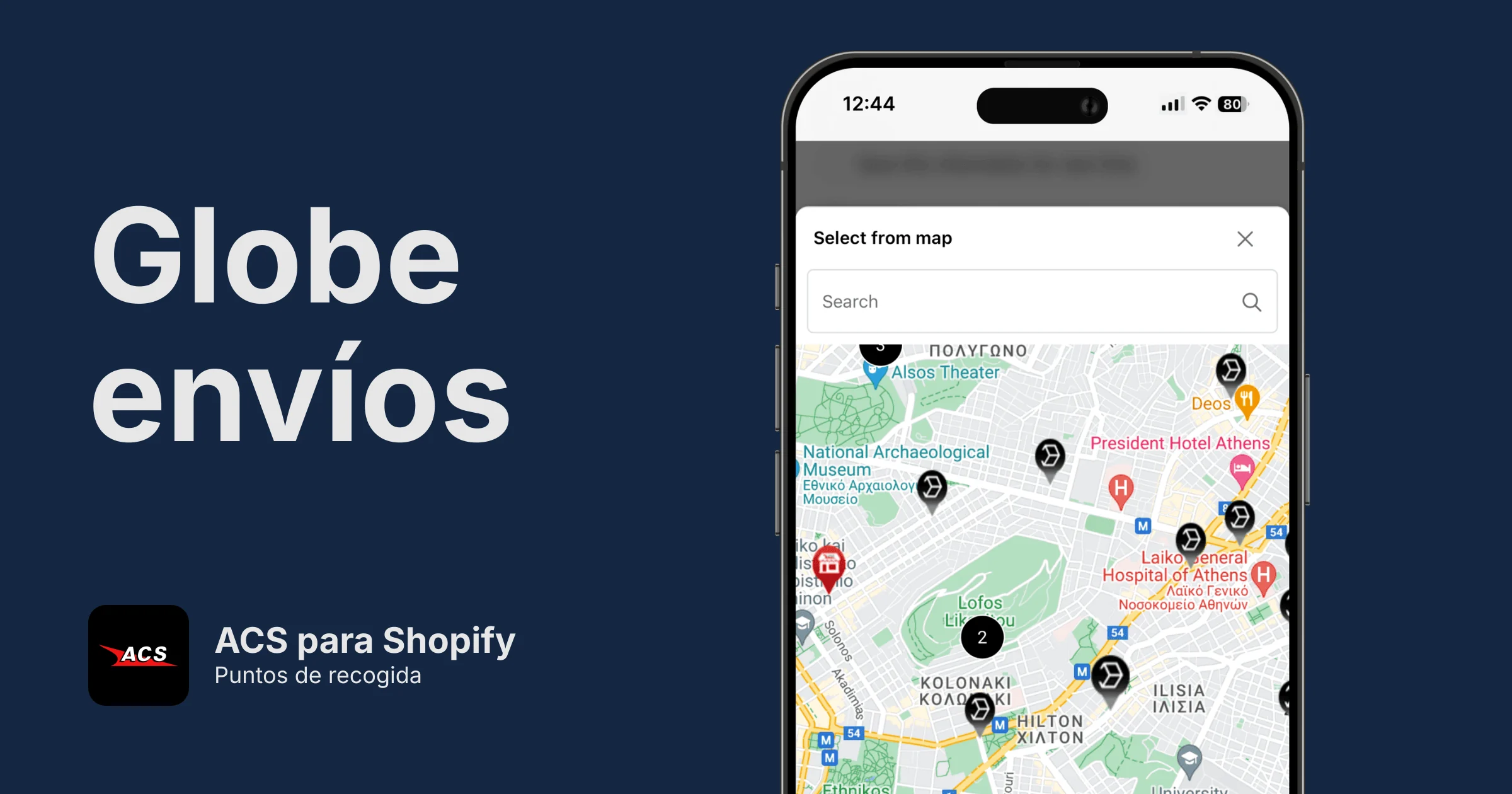 Puntos de recogida de ACS para Shopify