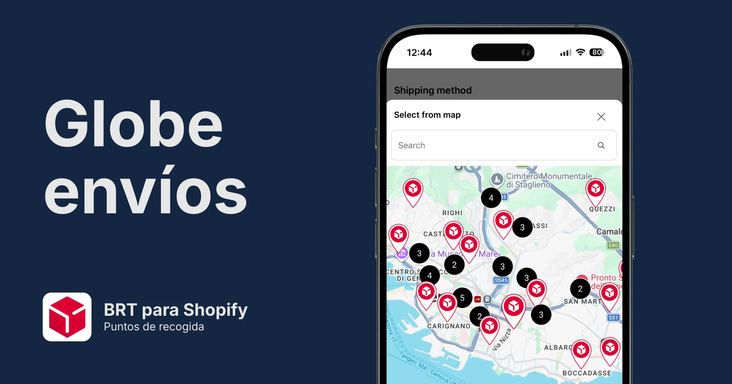 Puntos de recogida de BRT para Shopify