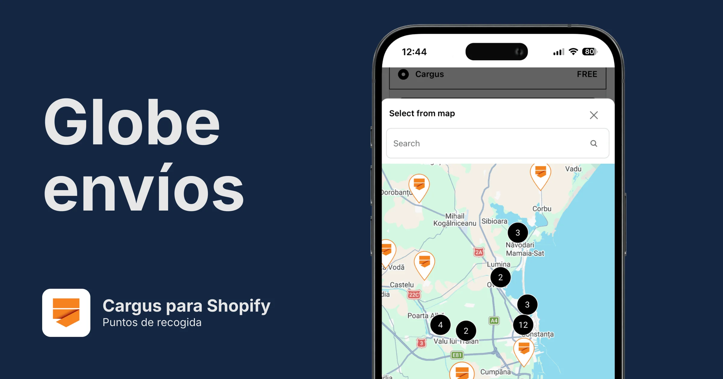 Puntos de recogida de Cargus para Shopify
