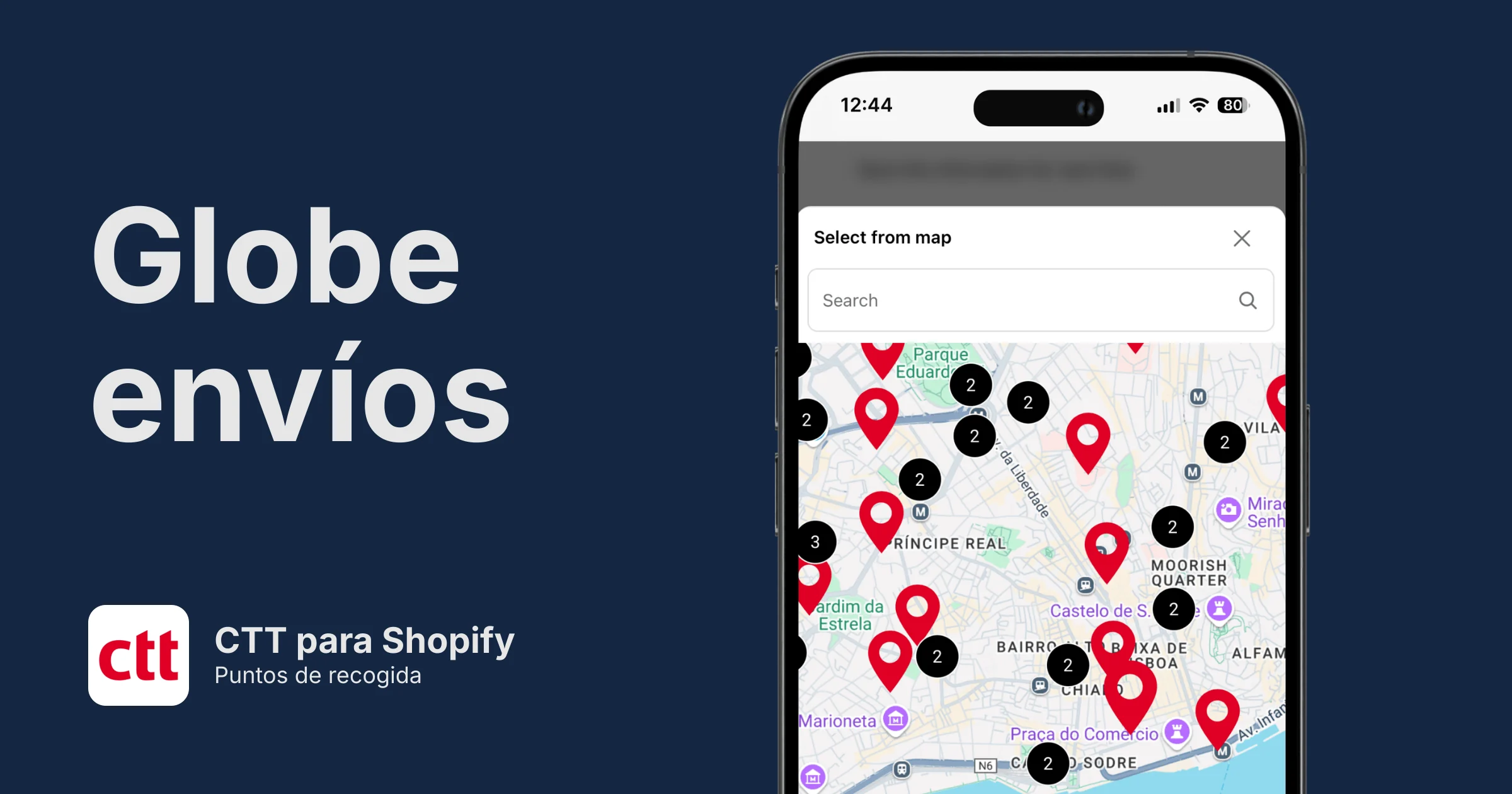 Puntos de recogida de CTT para Shopify
