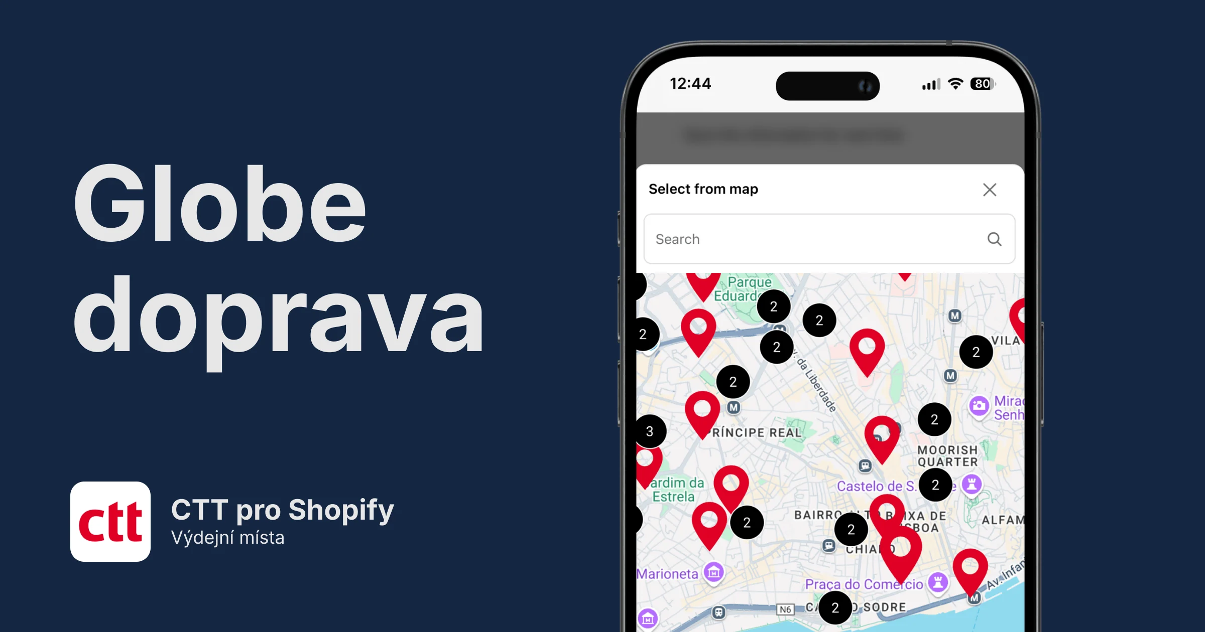 CTT výdejní místa pro Shopify