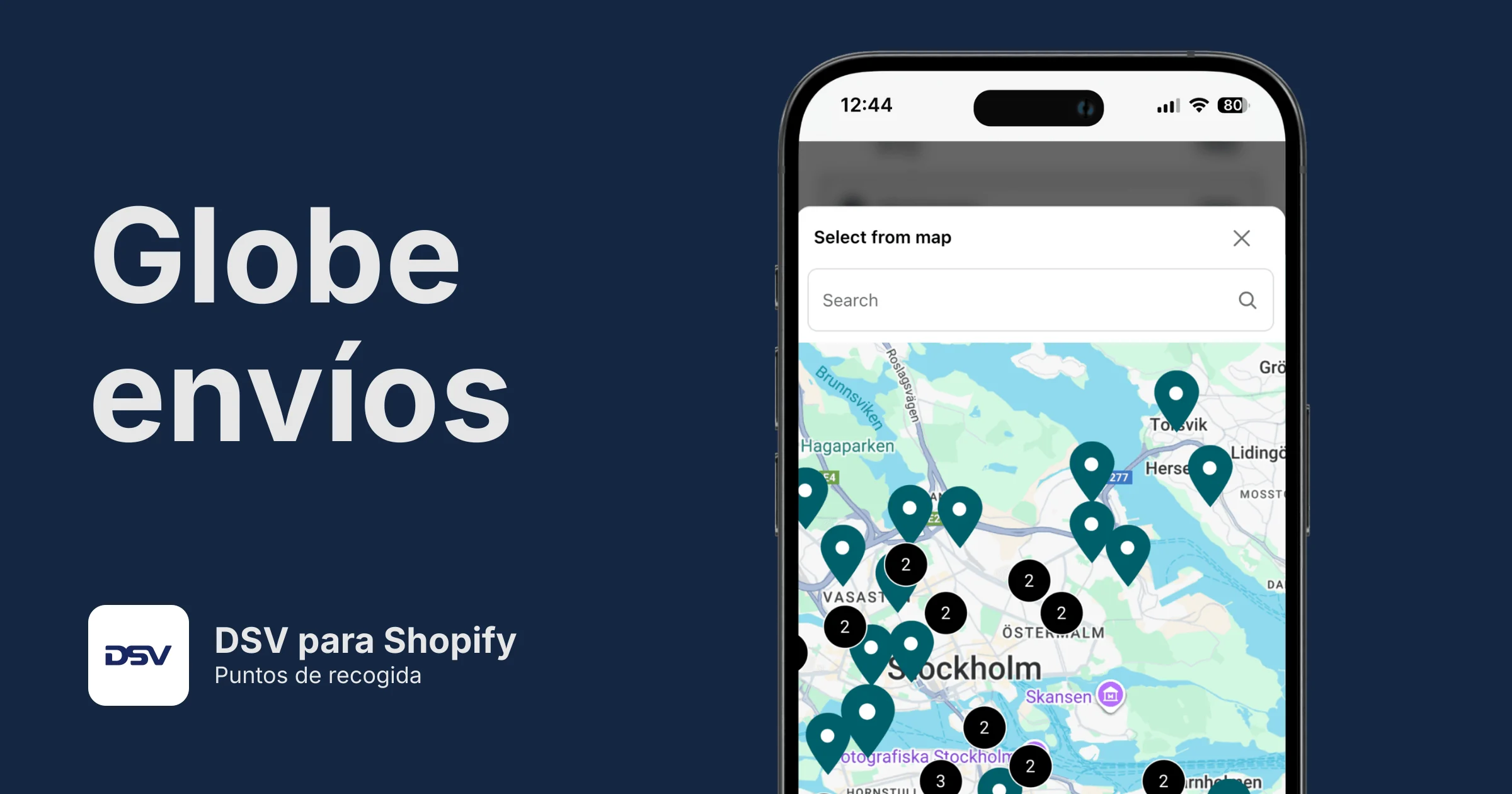 Puntos de recogida de DSV para Shopify