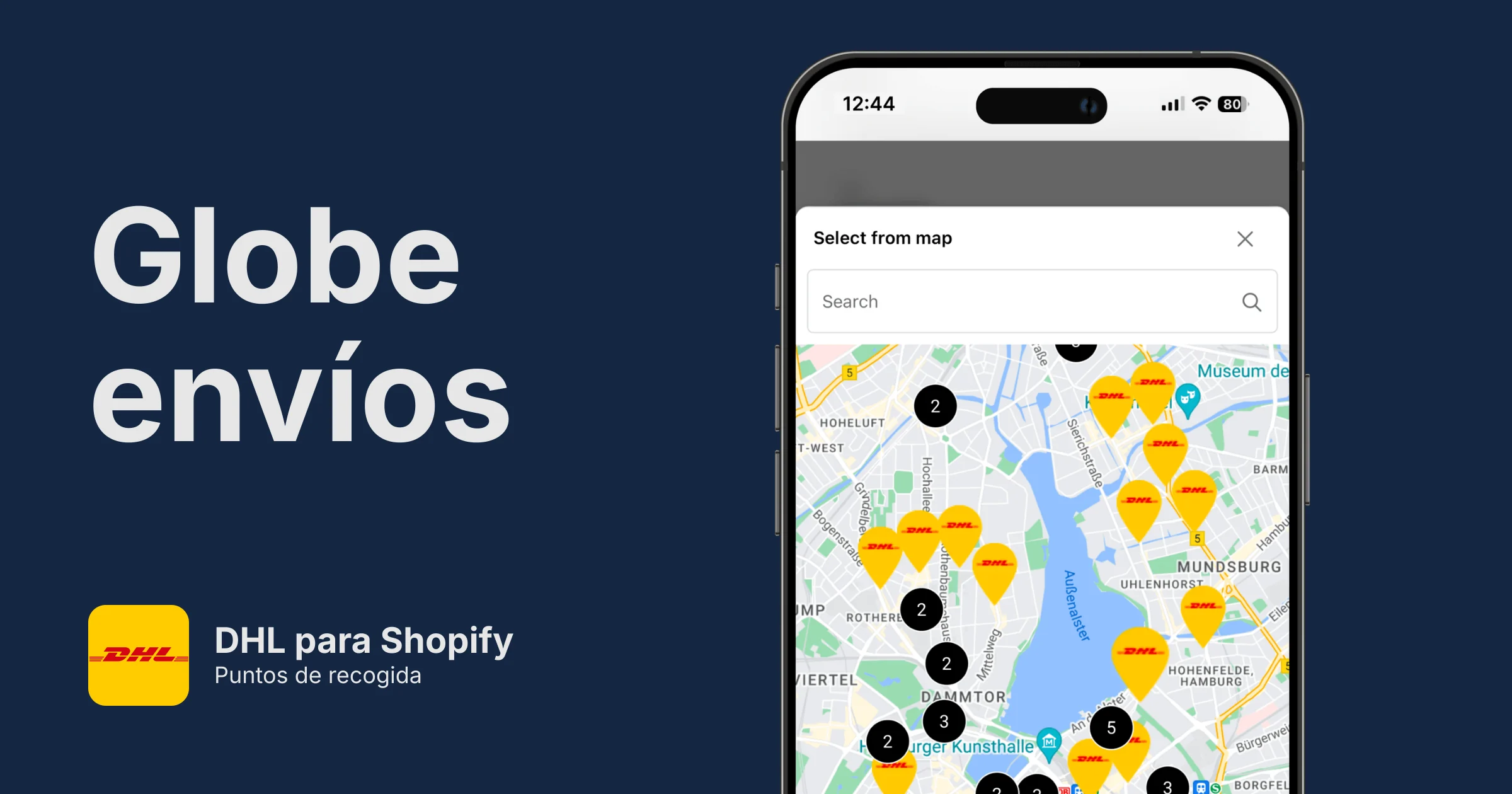 Puntos de recogida de DHL para Shopify