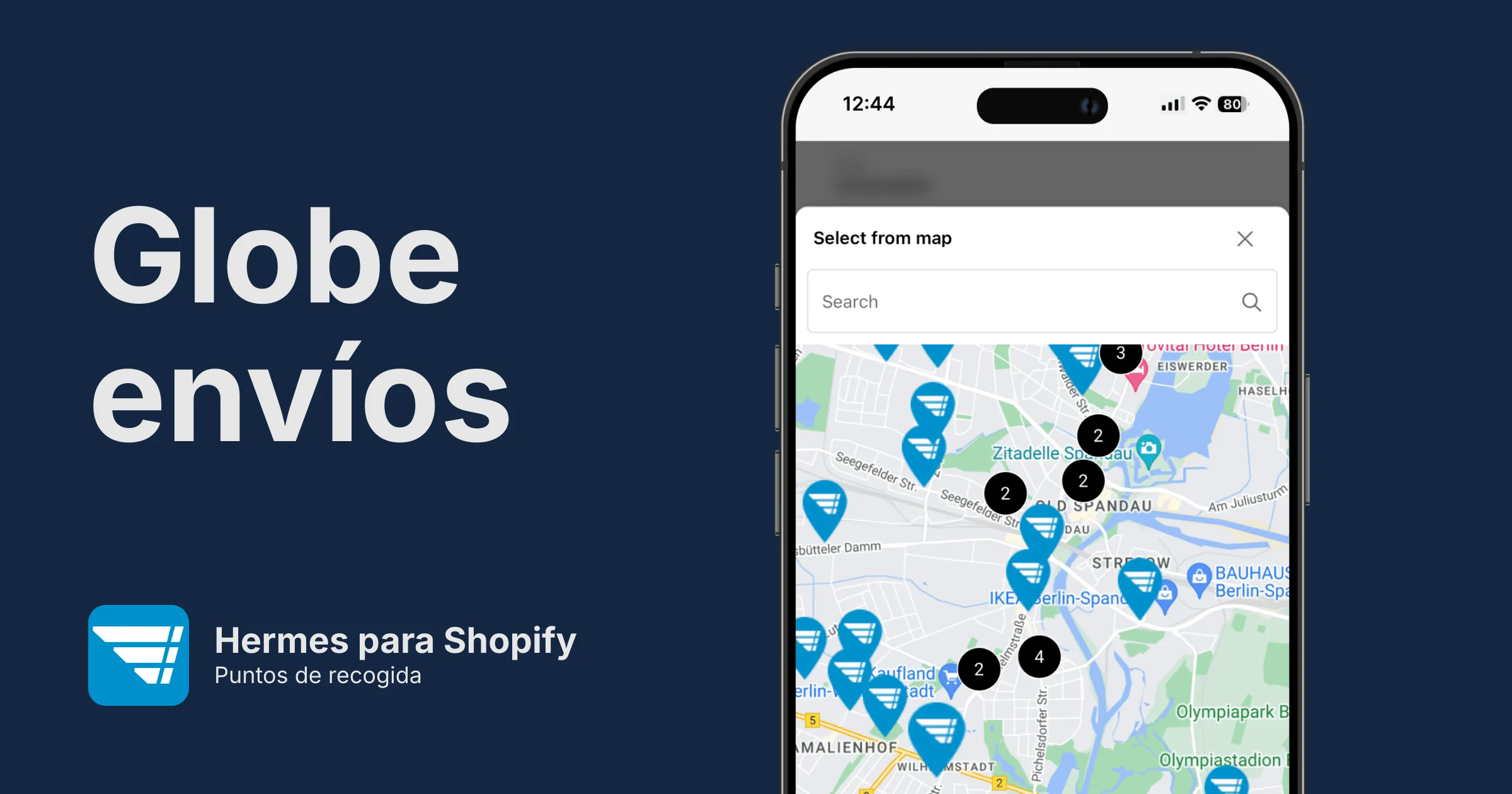 Puntos de recogida de Hermes para Shopify