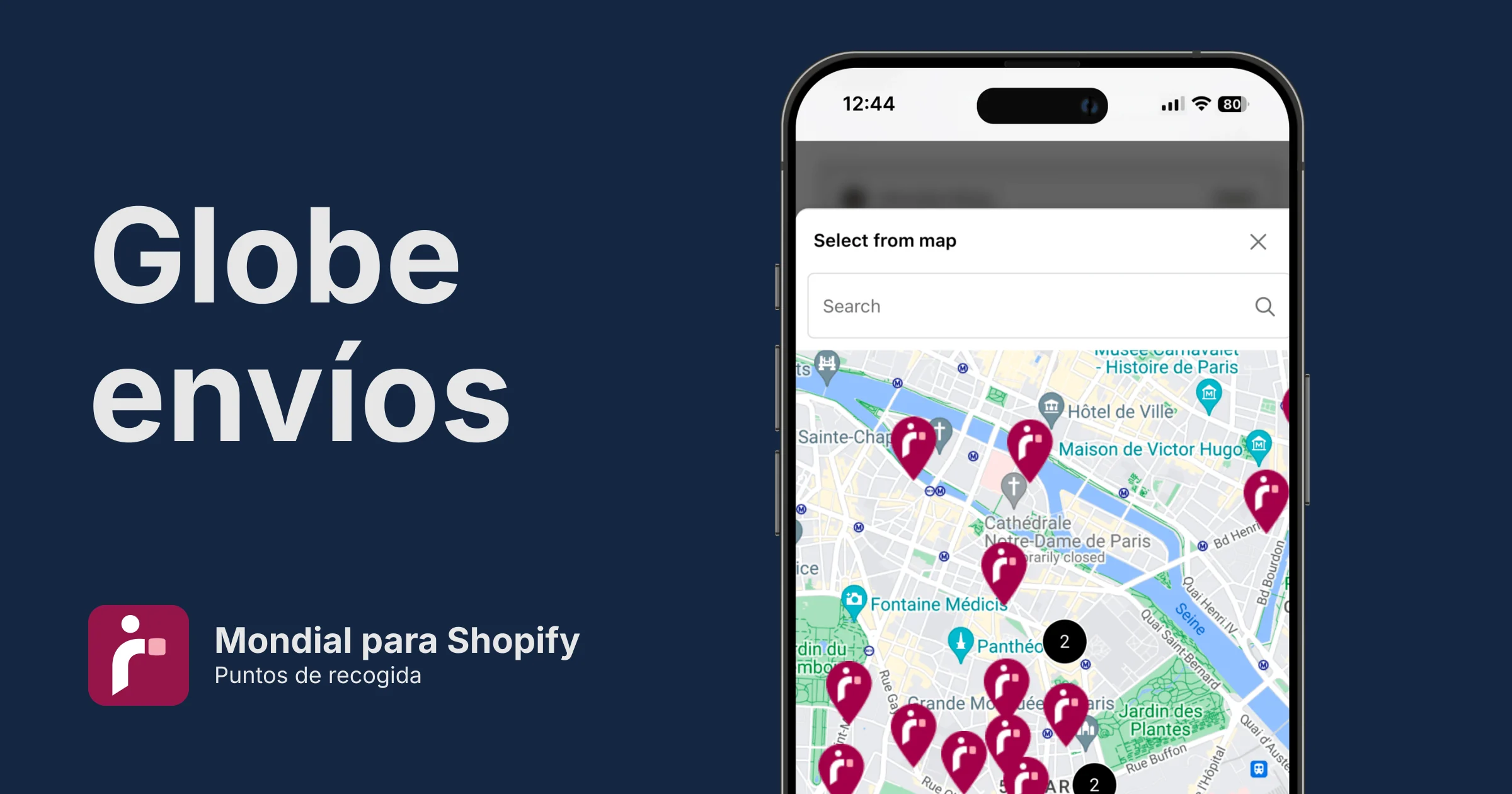 Puntos de recogida de Mondial Relay para Shopify