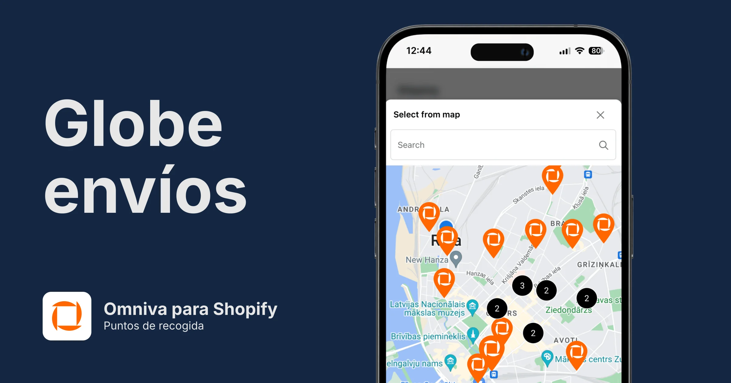 Puntos de recogida de Omniva para Shopify