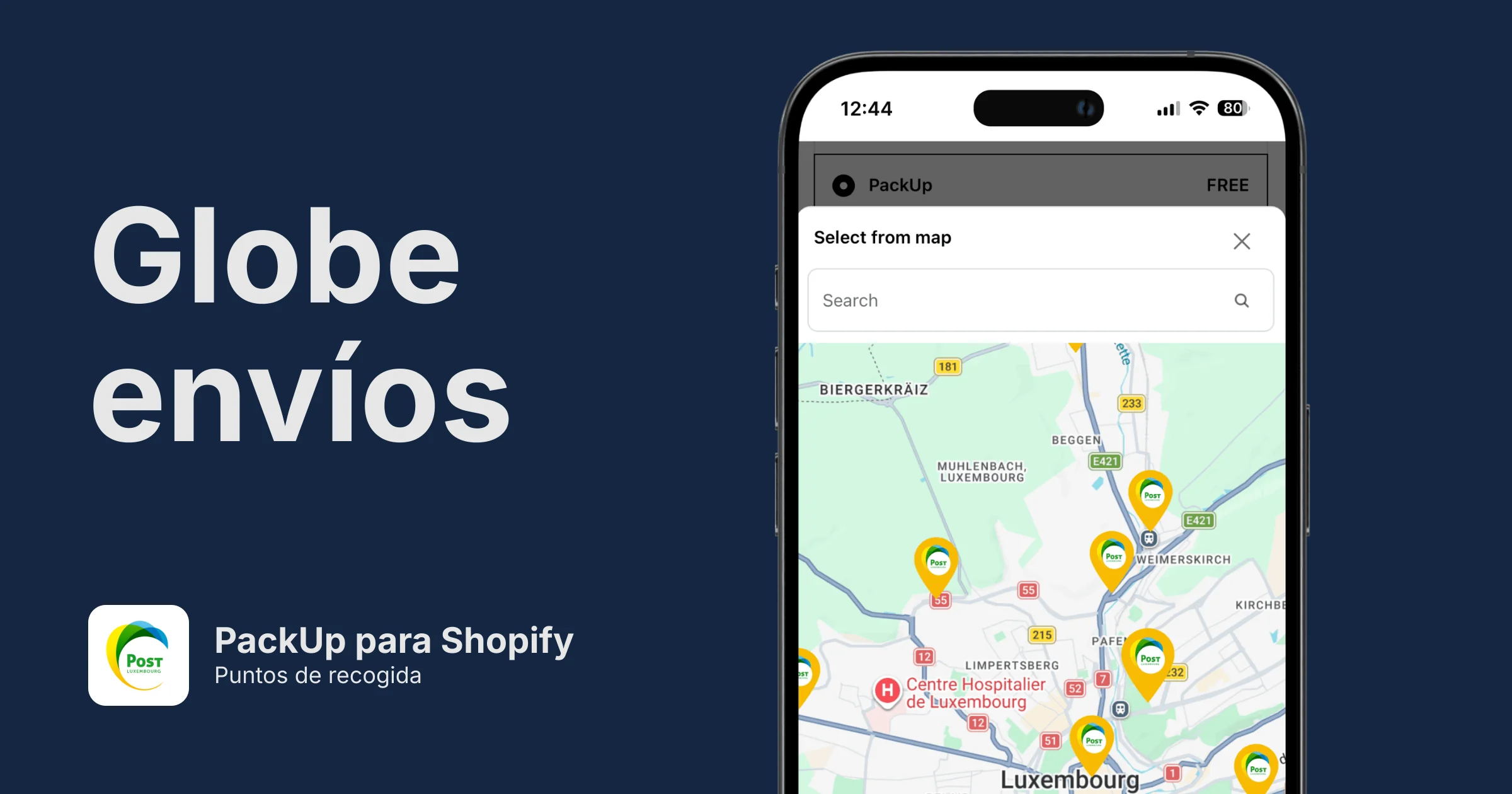 Puntos de recogida de PackUp para Shopify