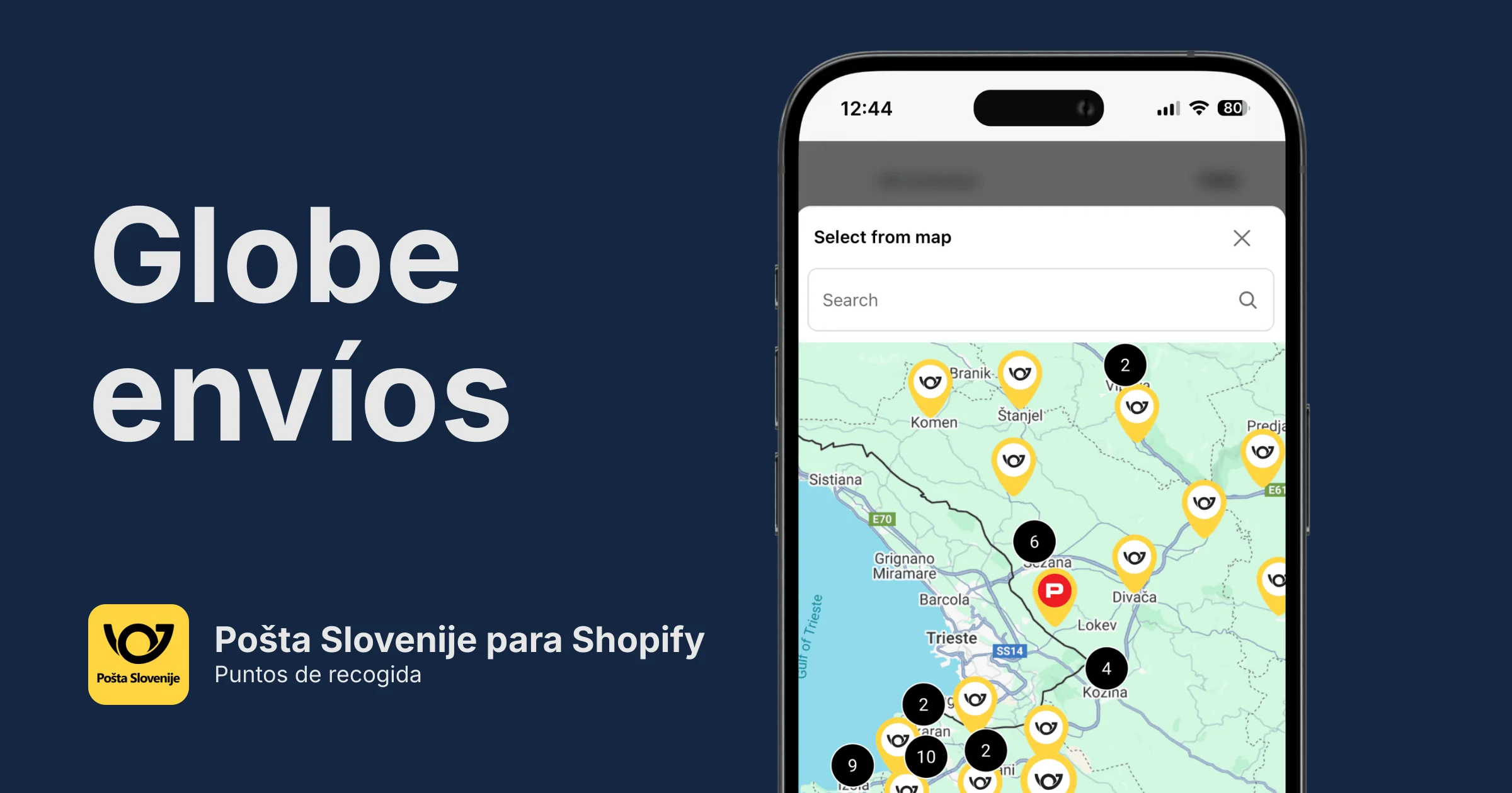 Puntos de recogida de Pošta Slovenije para Shopify