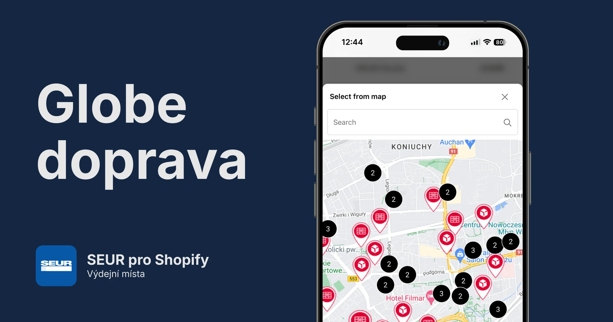SEUR výdejní místa pro Shopify
