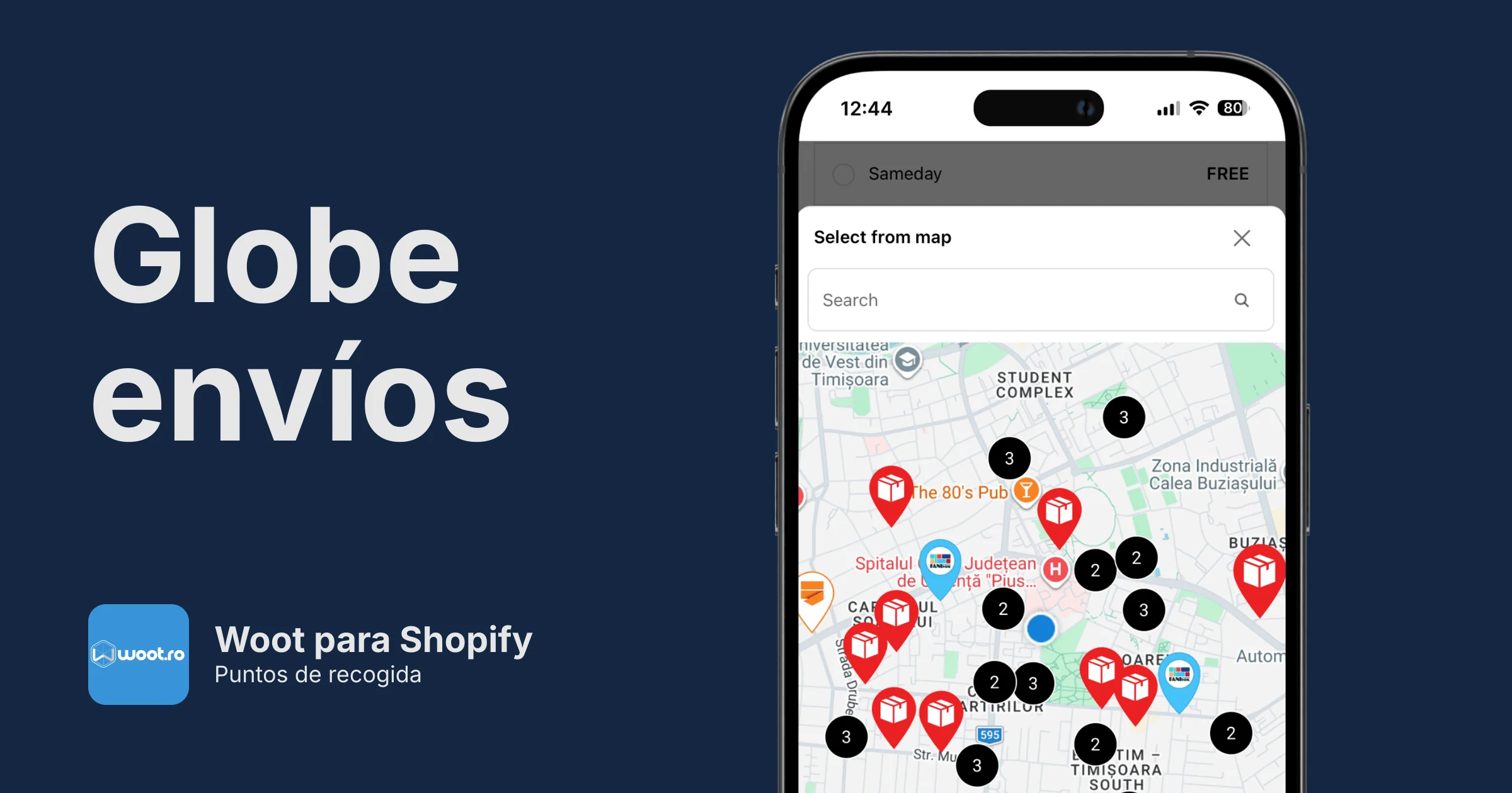 Puntos de recogida de Woot para Shopify