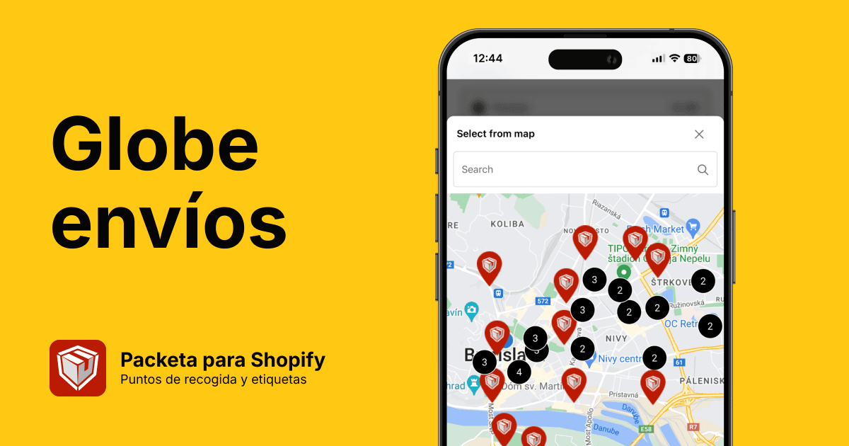 Vista previa de la página de Packeta para Shopify
