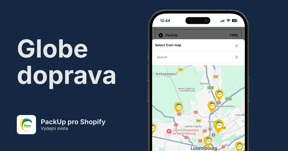 PackUp výdejní místa pro Shopify