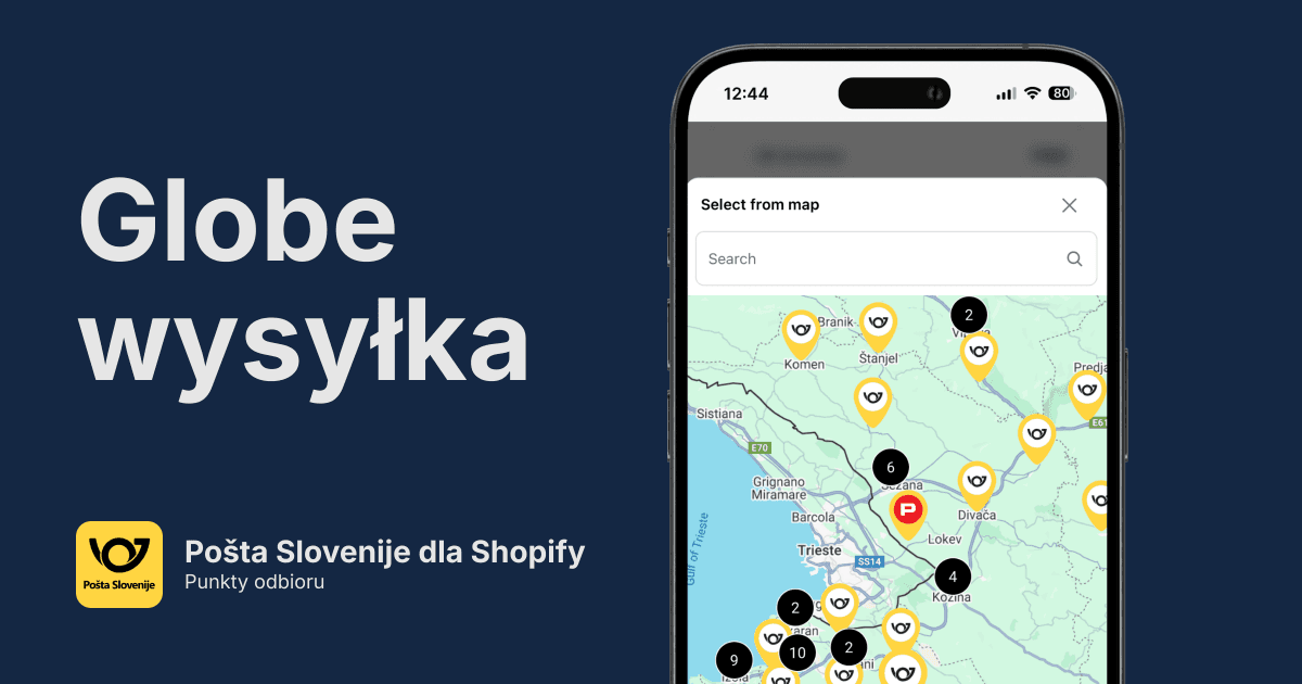 Punkty odbioru Pošta Slovenije w Shopify