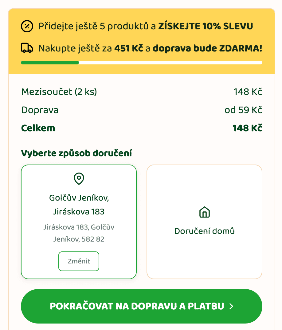 Genkia: close-up of the pickup point selector in the Cart widget