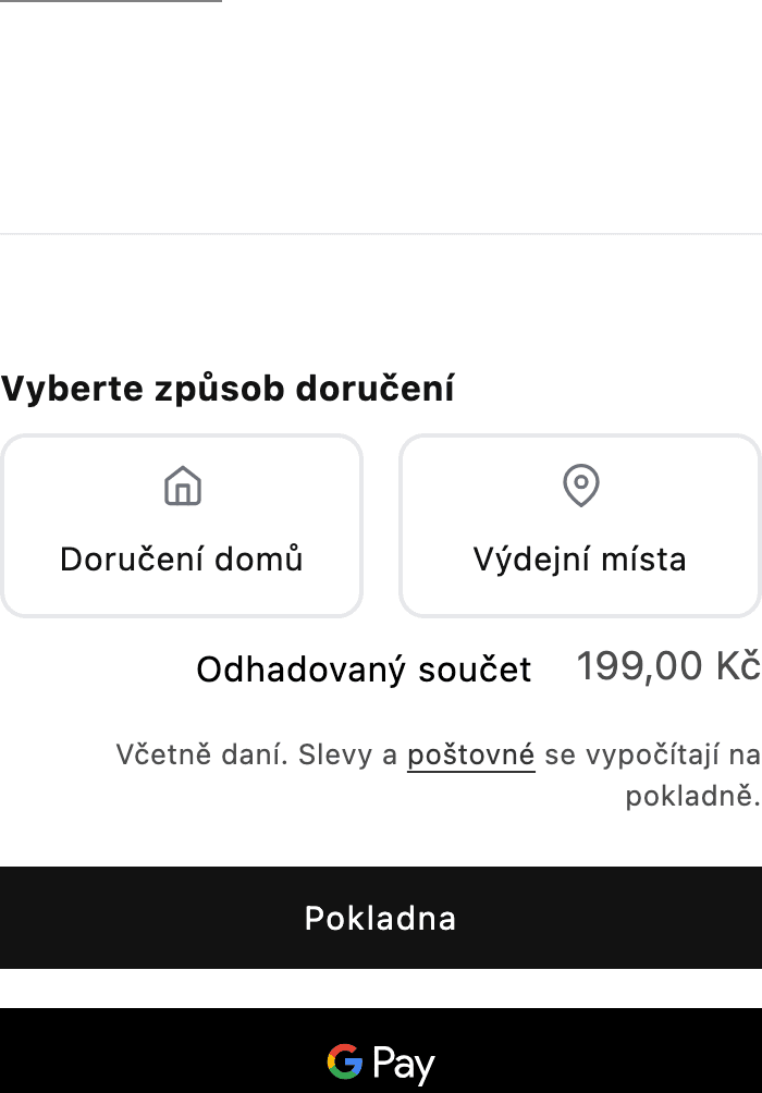 Hrnkuj.cz: közelkép a csomagpont-választóról itt: Kosár widget