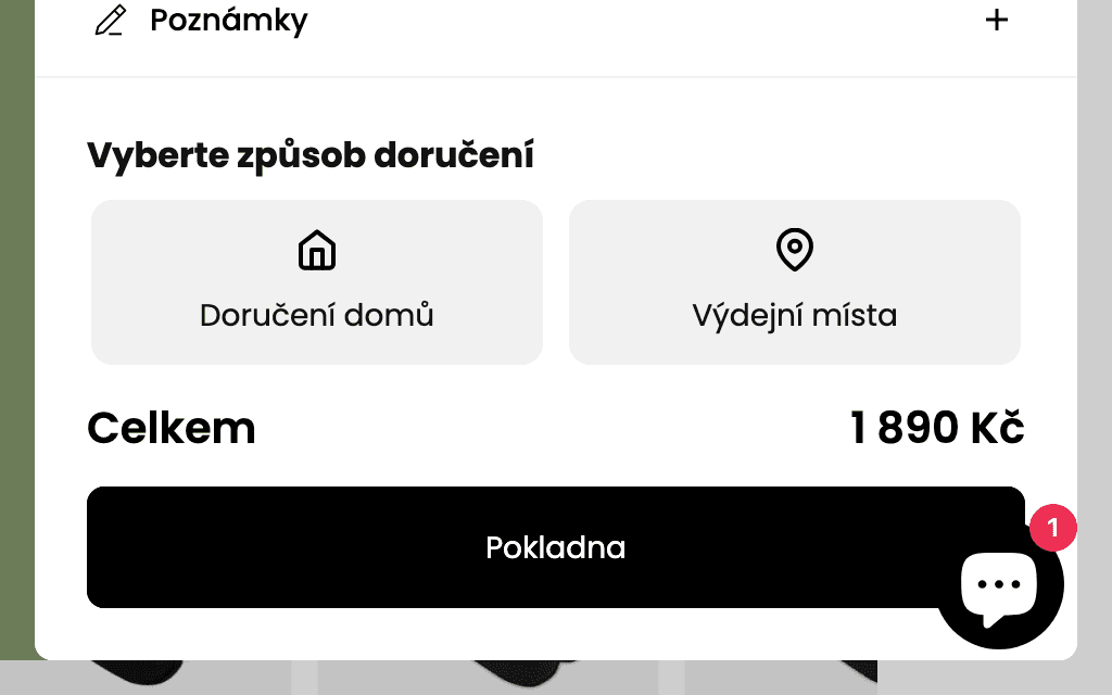 Jančařík Shoes: zbliżenie wyboru punktu odbioru – Widget w koszyku