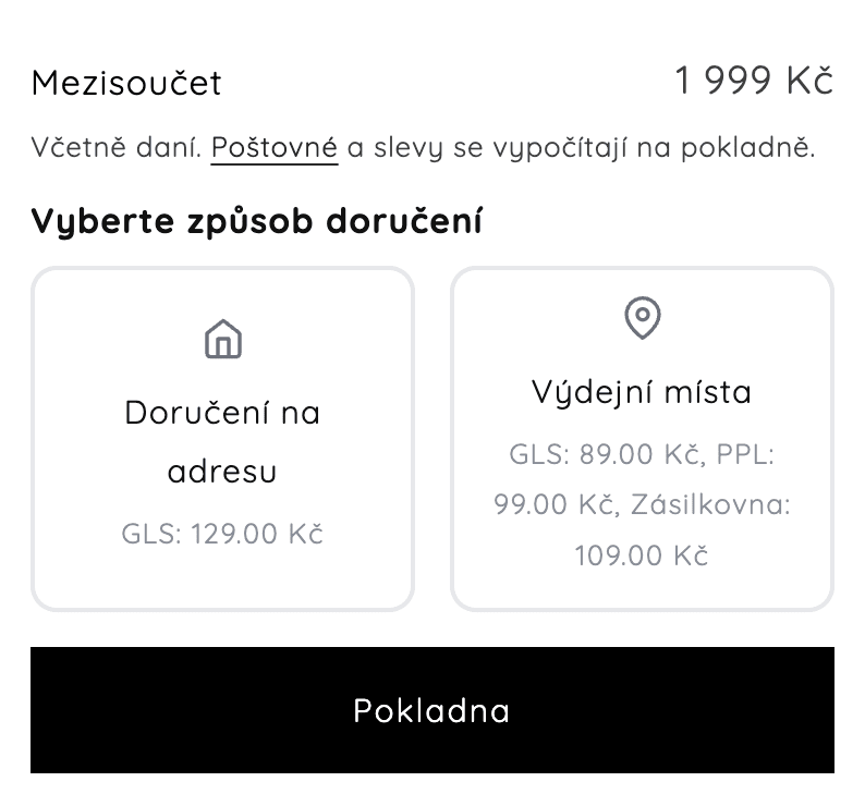SAYU: close-up of the pickup point selector in the Cart widget