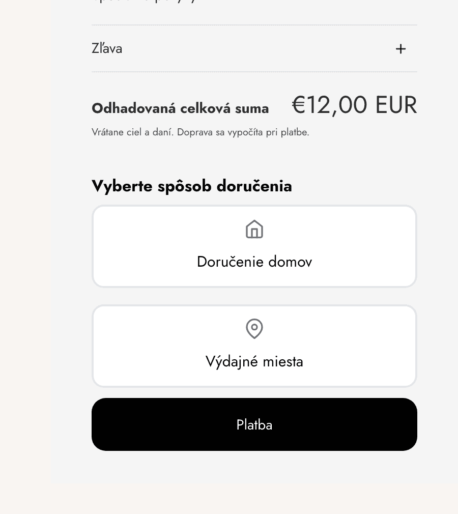 Těhotenská Rolnička: zbliżenie wyboru punktu odbioru – Widget w koszyku