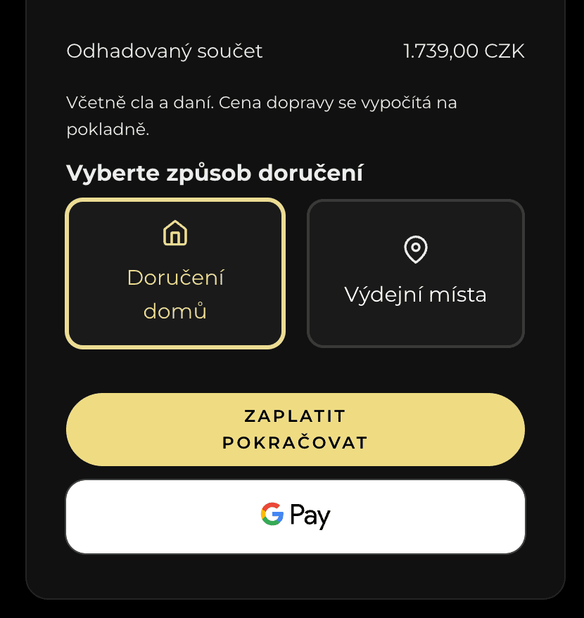 Vojta Hubne: close-up of the pickup point selector in the Cart widget