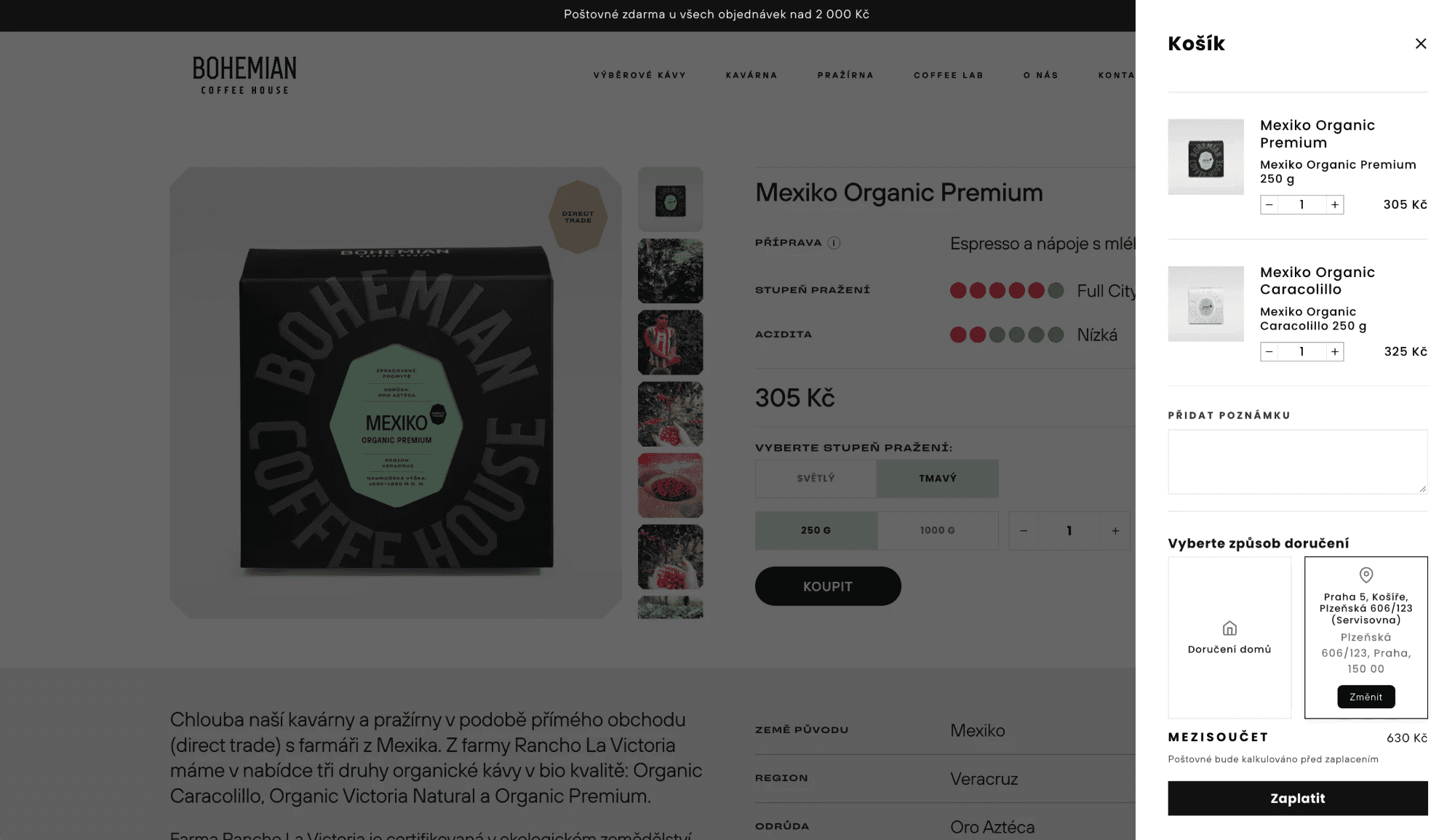 Bohemian Coffee House: Widget del carrito
