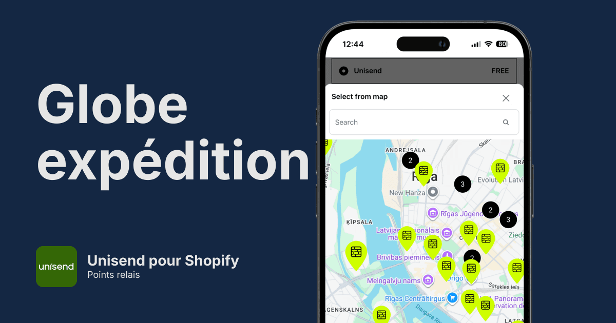 Points relais Unisend pour Shopify