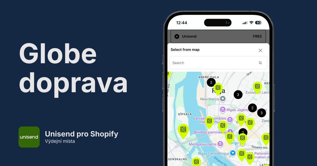 Unisend výdejní místa pro Shopify