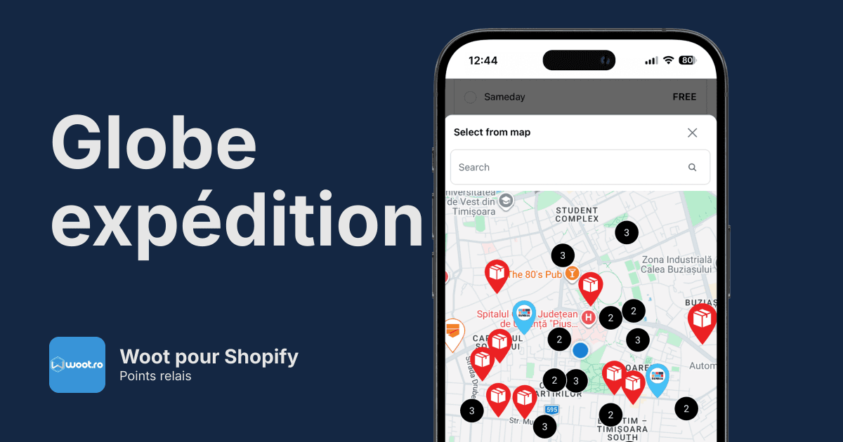 Points relais Woot pour Shopify