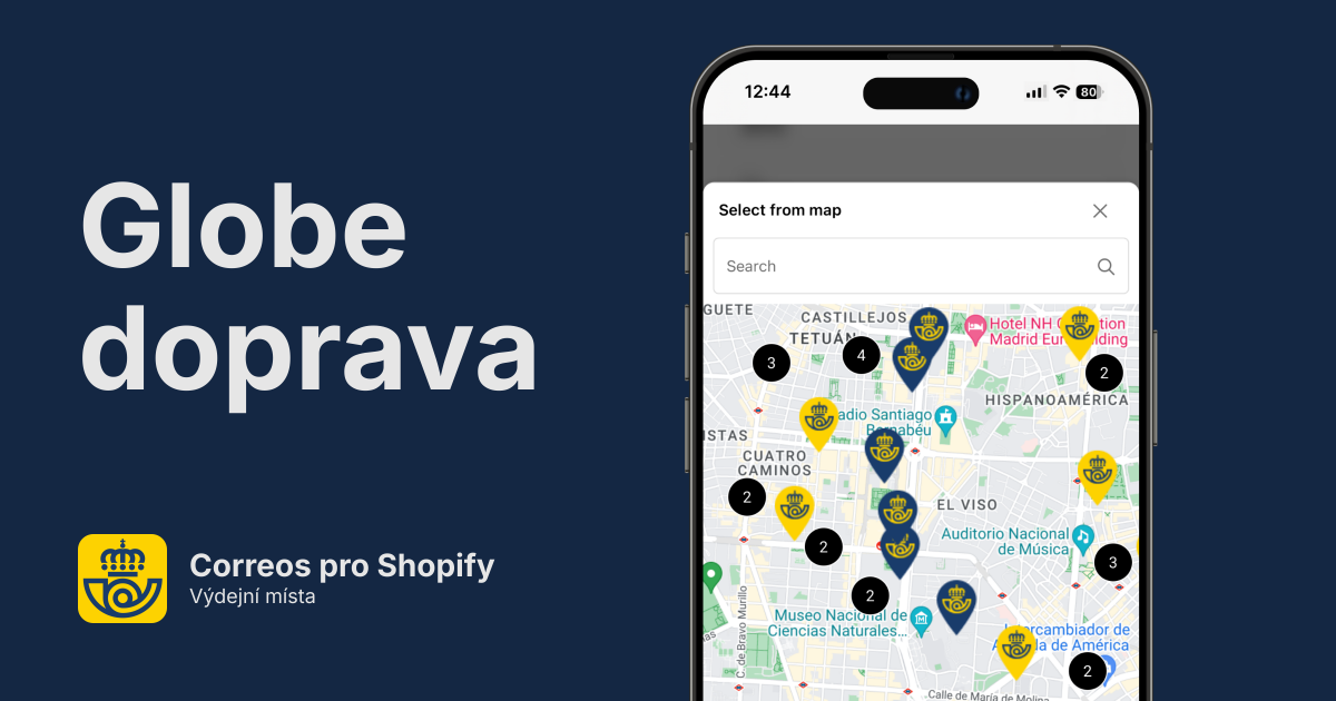 Correos výdejní místa pro Shopify