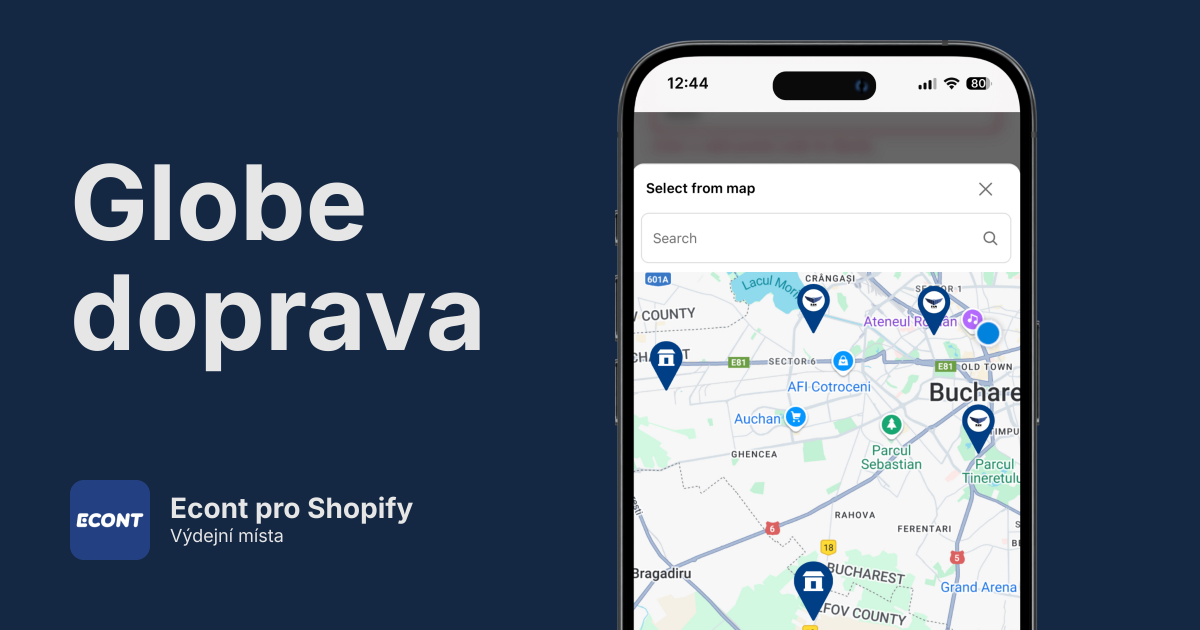 Econt výdejní místa pro Shopify