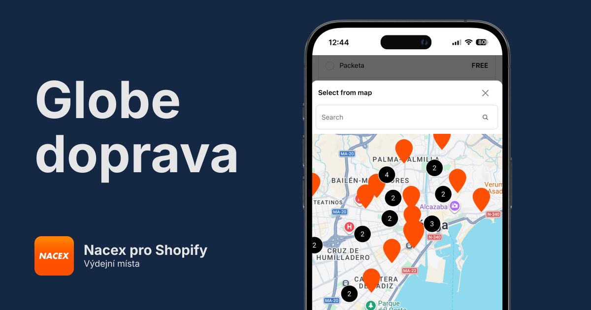 Nacex výdejní místa pro Shopify