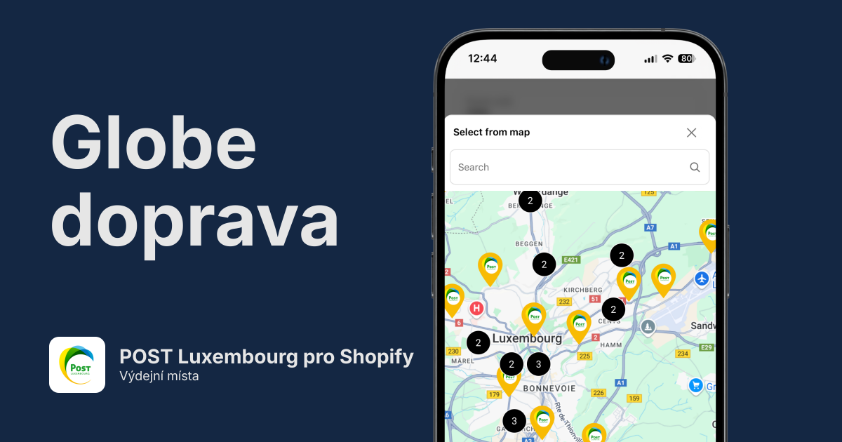 POST Luxembourg výdejní místa pro Shopify